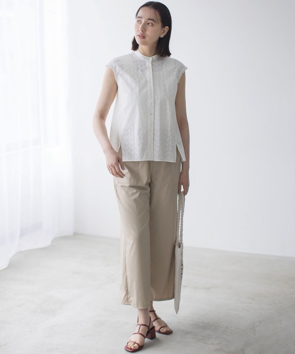 組曲 L エンブロイダリーレースノースリーブ ブラウス 