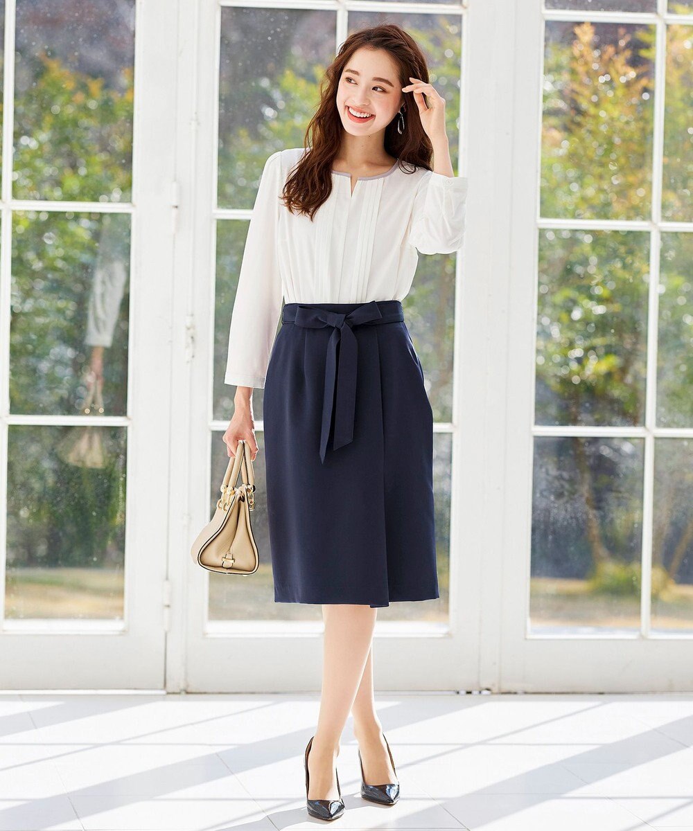 Tiaclasse L 【洗える】快適な履き心地のダブルクロスセミタイトスカート 