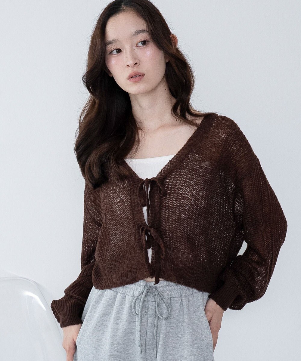 WEGO 【25年秋冬新作】モヘアタッチ2WAYリボンカーデ 