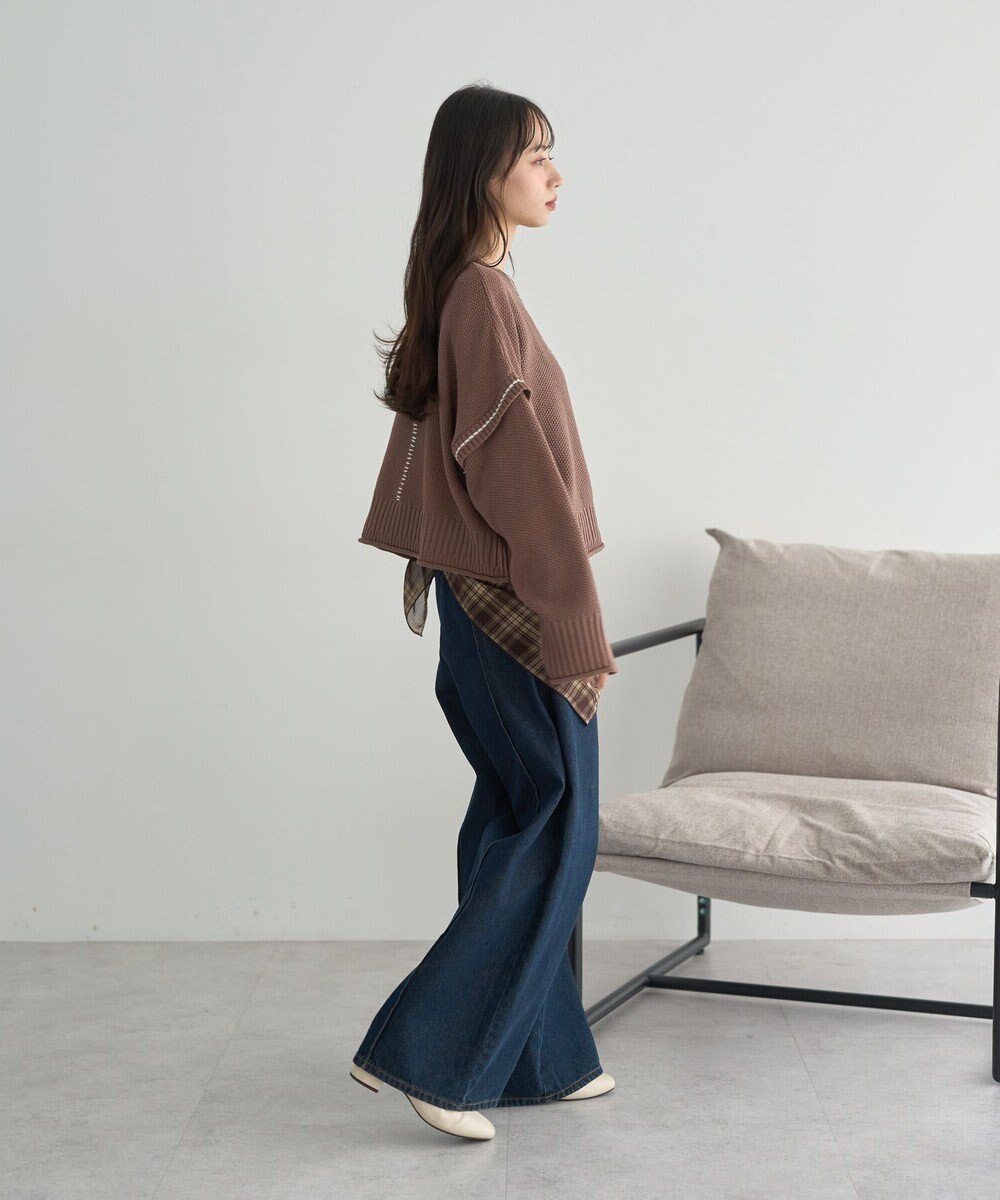 earth music&ecology 【洗濯機洗い可 / 選べる丈】アンチピリングC/A選べる丈配色ニット 