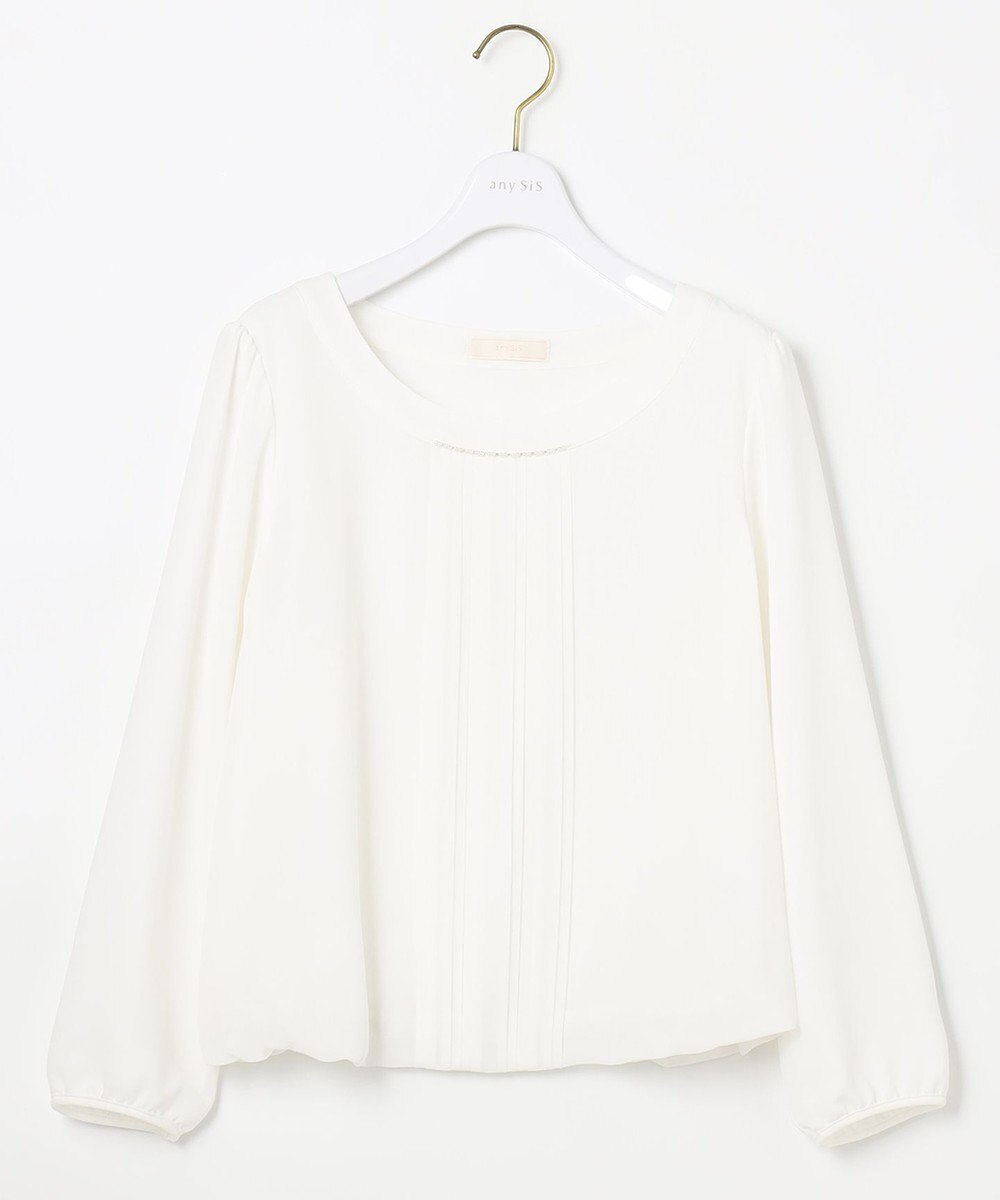 ANY SIS 【洗える】フロントプリーツシフォン ブラウス 