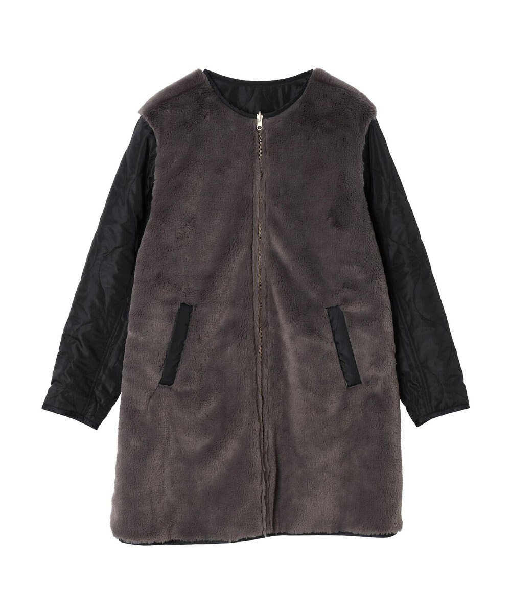 earth music&ecology ファー＆キルティングリバーシブルコート 