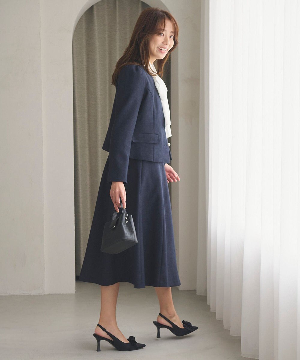 Feroux 【洗える】パールボタンジャケット×スカート セットアップ 