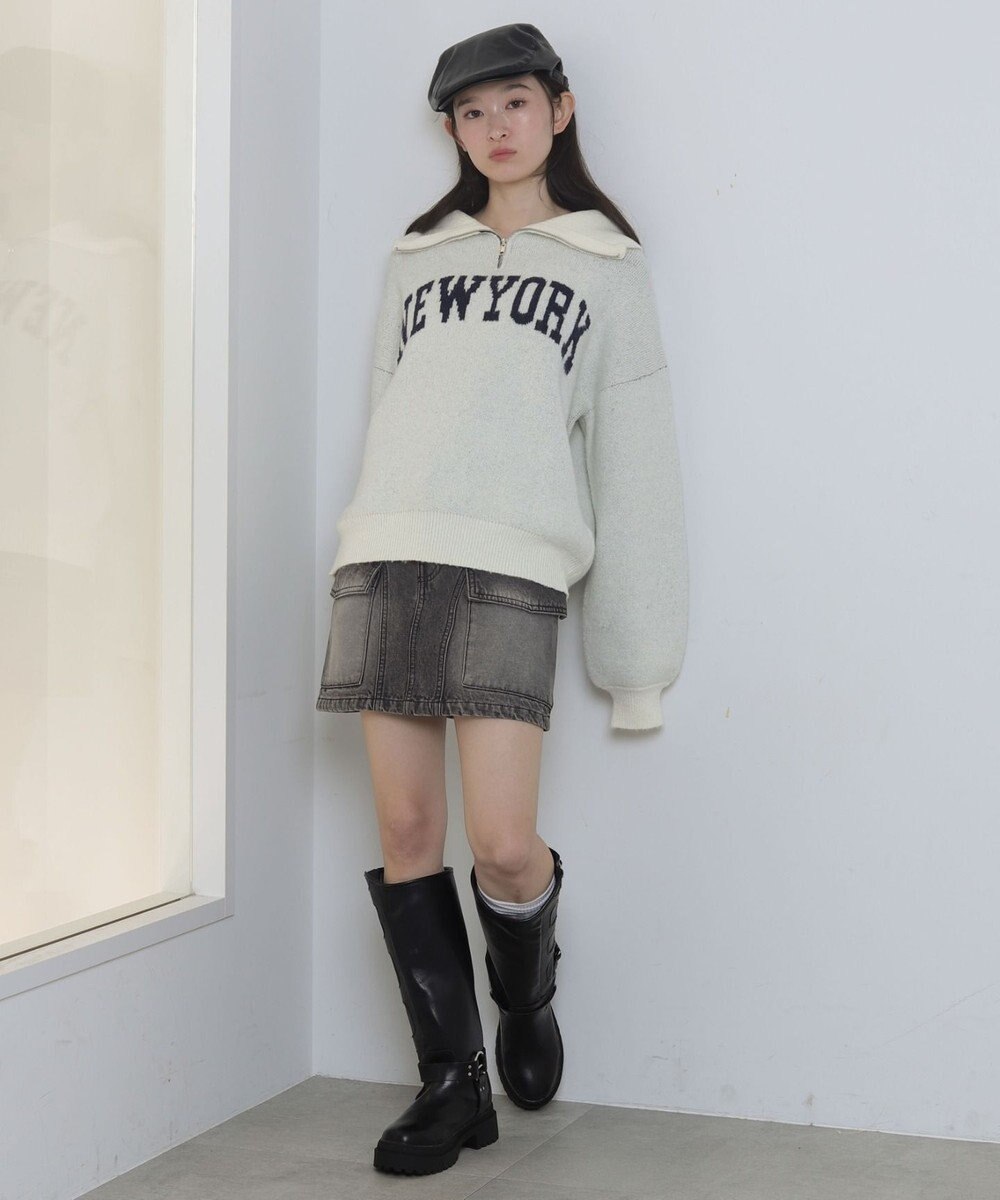 WEGO フラッフィーハーフジップニット 