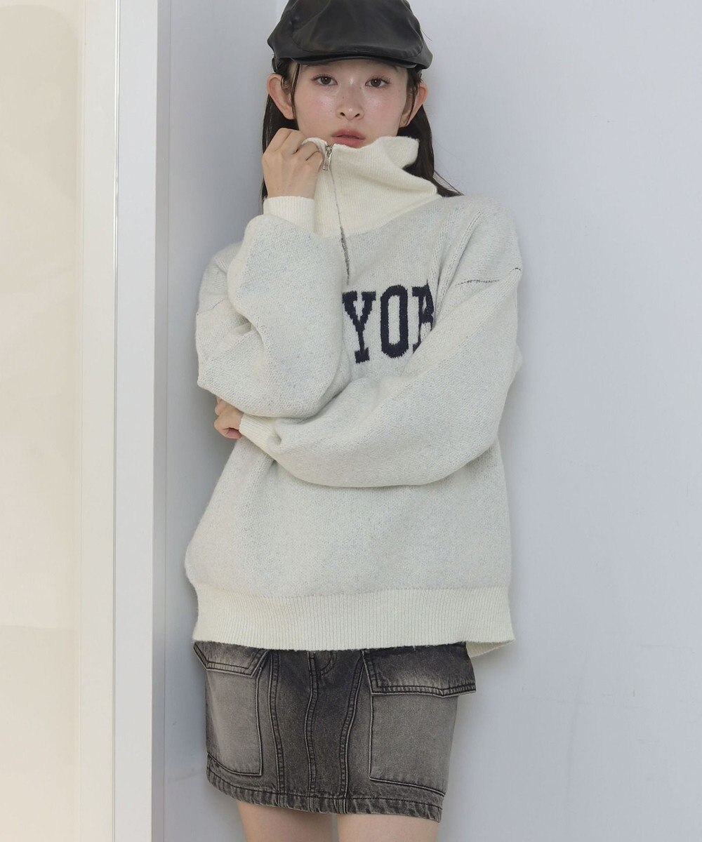 WEGO フラッフィーハーフジップニット 