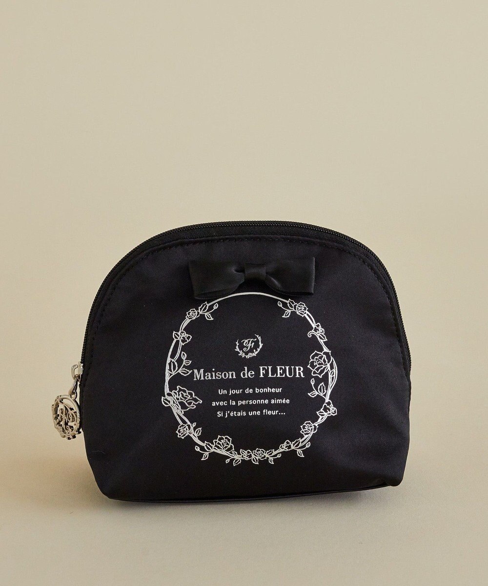 Maison de FLEUR サテンリボンラウンドポーチ 