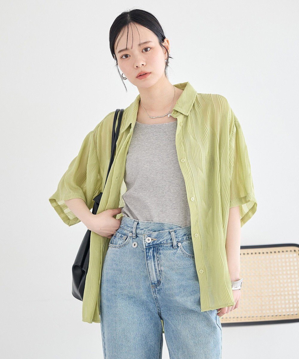 earth music&ecology ランダムプリーツシャツ 