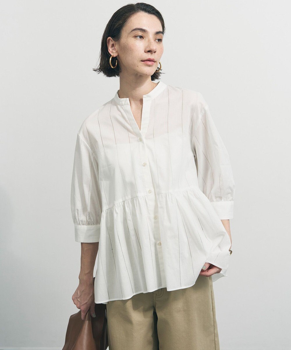 UNFILO ペプラム ギャザーブラウス 