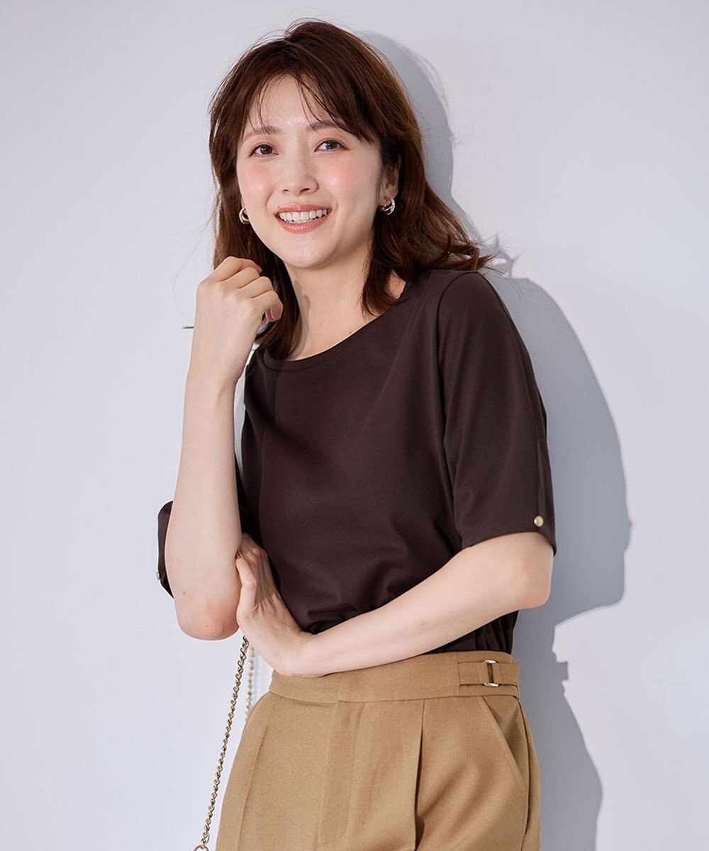 ANY SIS L 【汗ジミ防止・UVケア】アーモンドスリーブ カットソー 