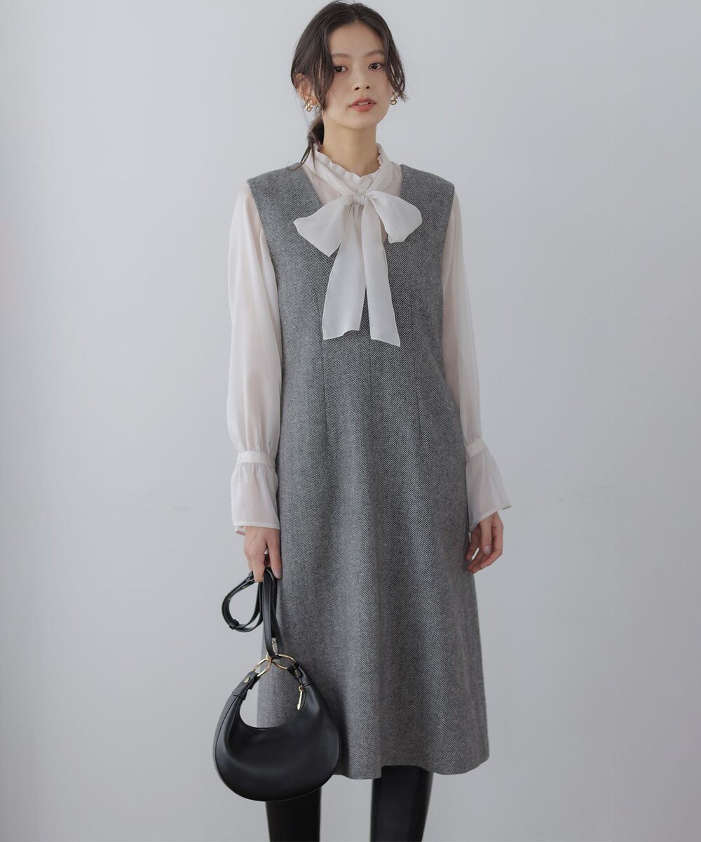 組曲 L 【WEB限定】シャイニーオーガンボウタイ付き ブラウス 