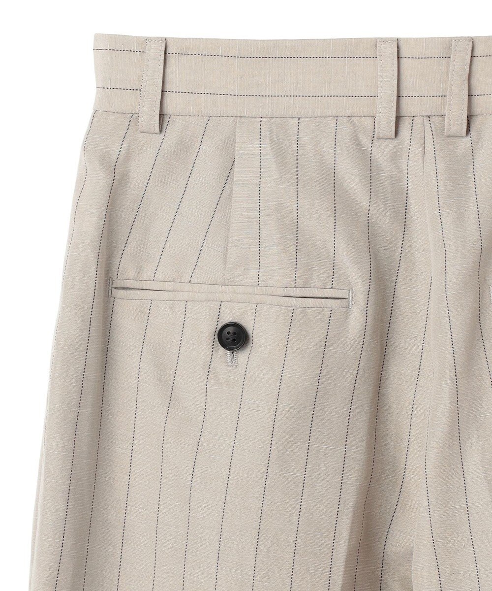 BEIGE， ERYTH / リネンストライプ タックワイドパンツ 