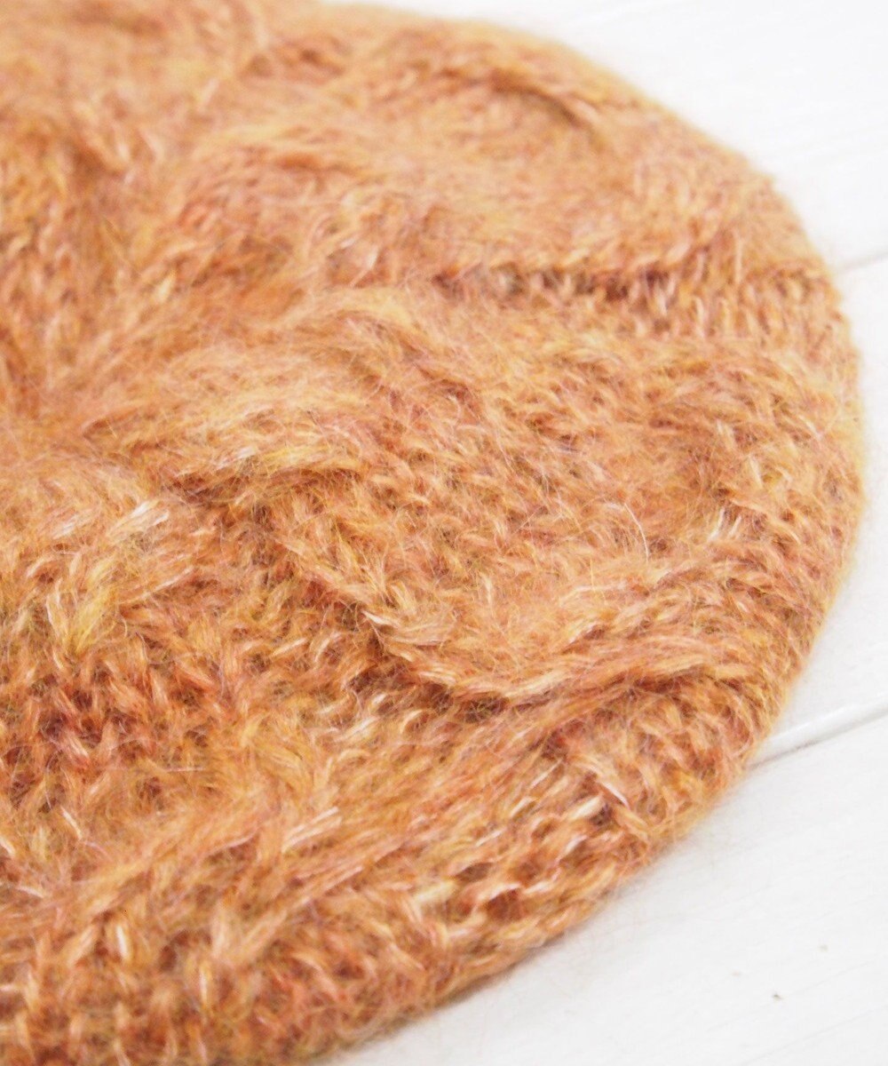 石田製帽 モヘアケーブルニット ベレー帽 