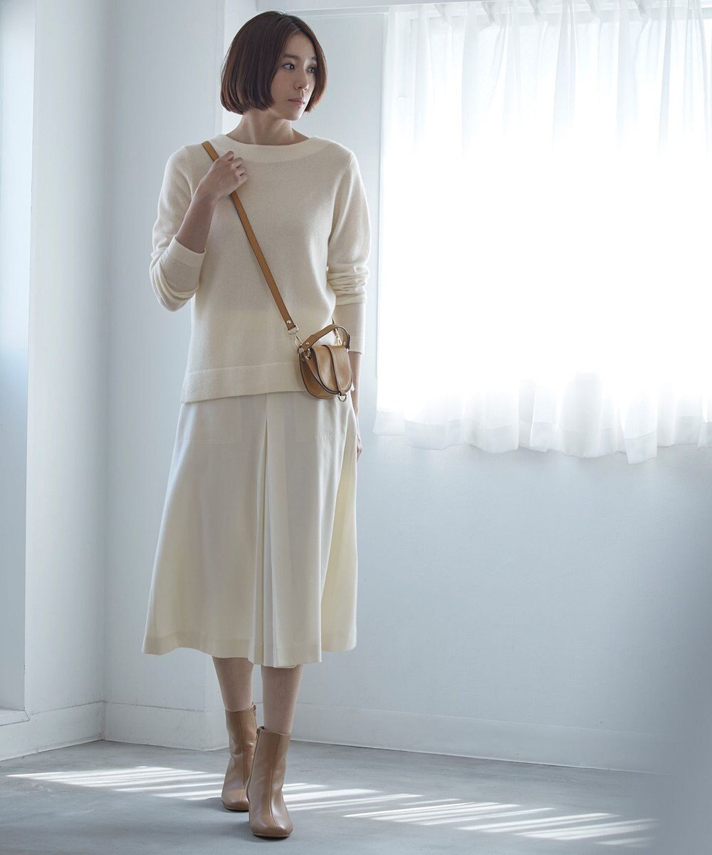 自由区 【洗える】ピュアカシミヤミルド ボートネック プルオーバー 