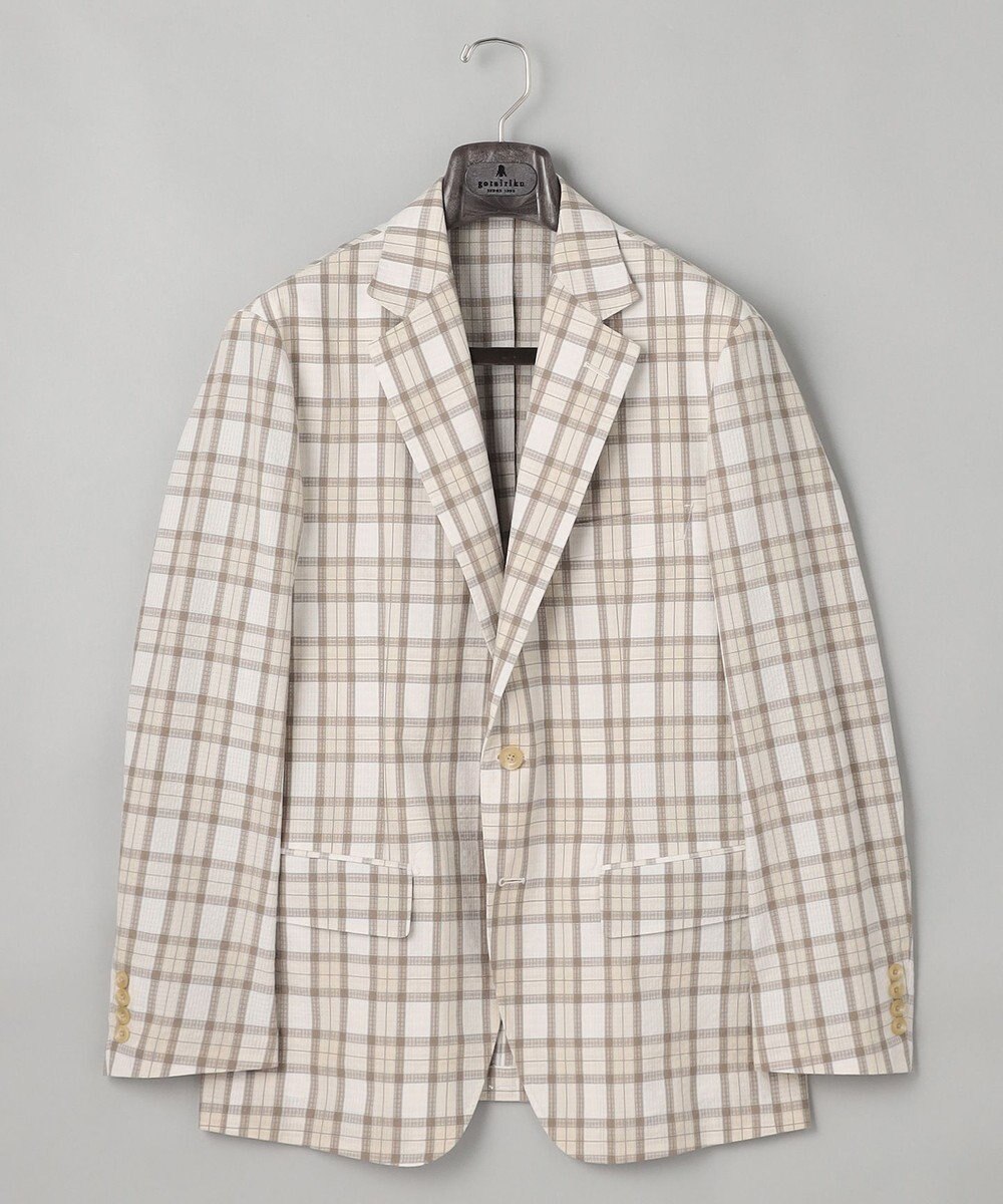 GOTAIRIKU 清涼サッカー素材【通気性/軽量】空羽サッカー マドラスチェック シャツジャケット 