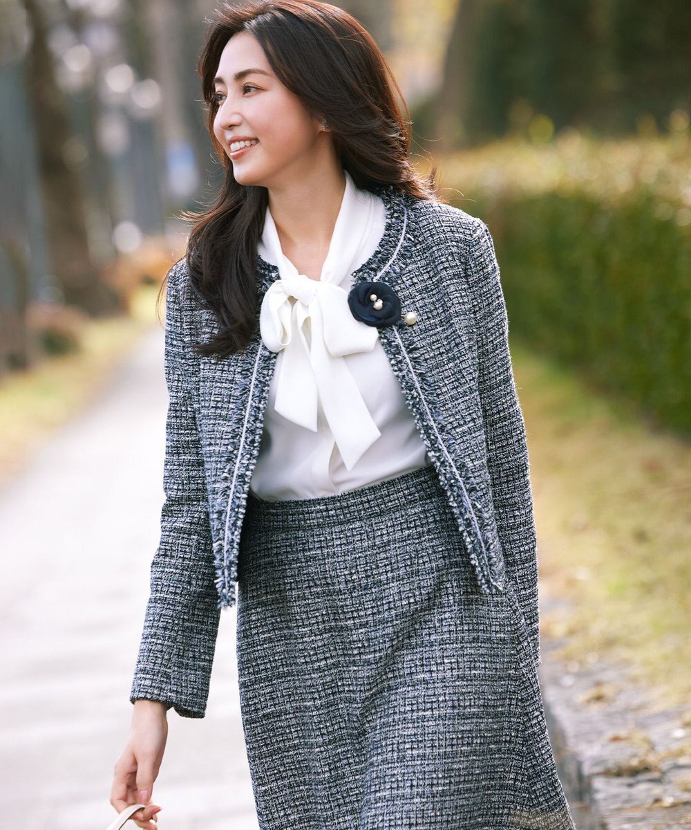 組曲 L 【KUMIKYOKU NAVY】ジョーゼットシフォン2WAY ボウタイブラウス 