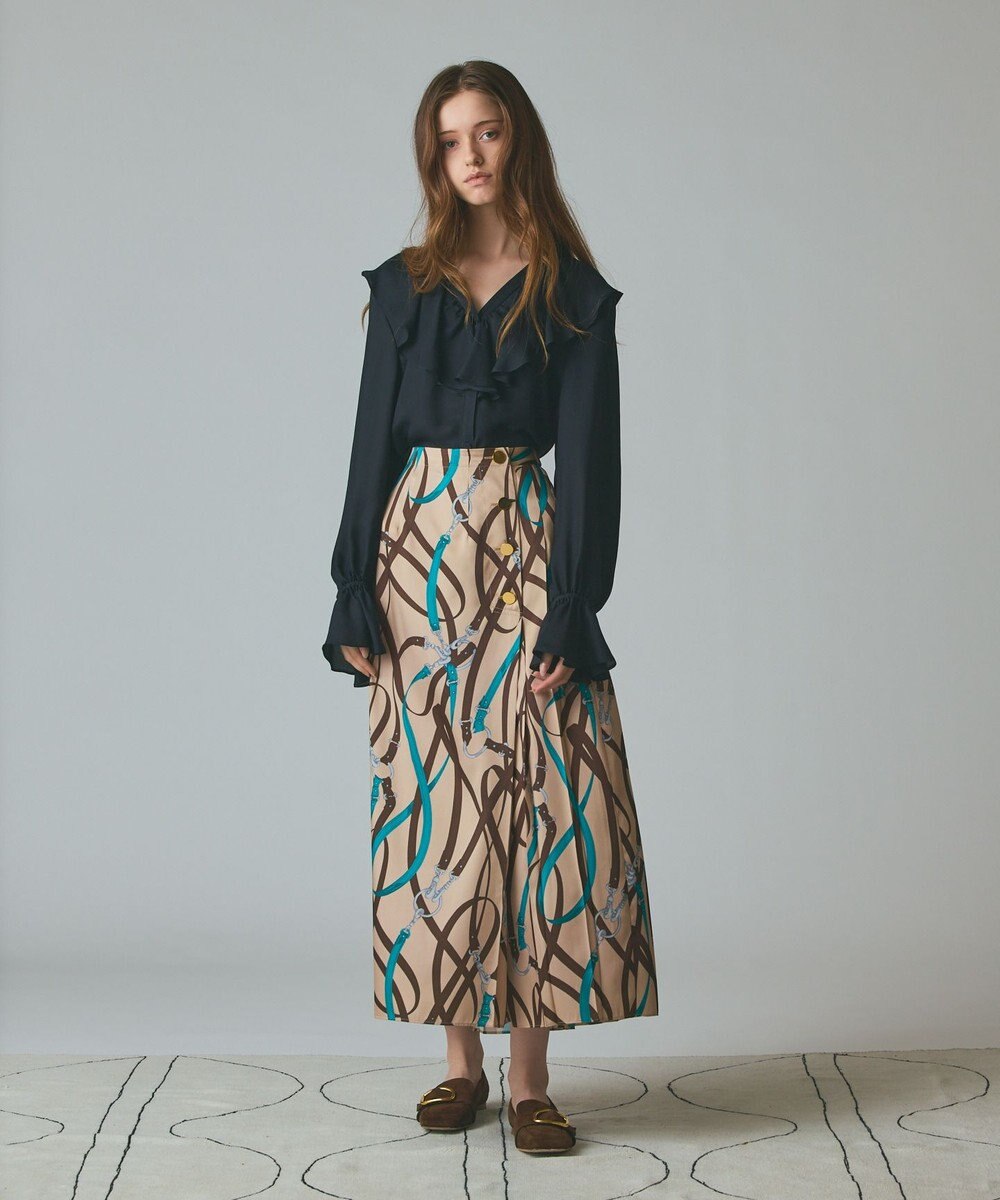 GRACE CONTINENTAL ベルトプリントアシメプリーツスカート 