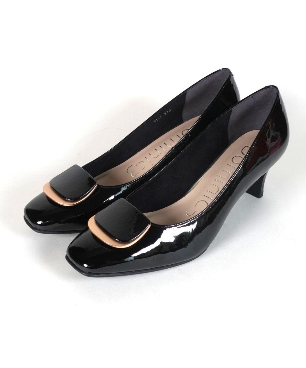 Dominic3 スクエアモチーフ レザーパンプス 