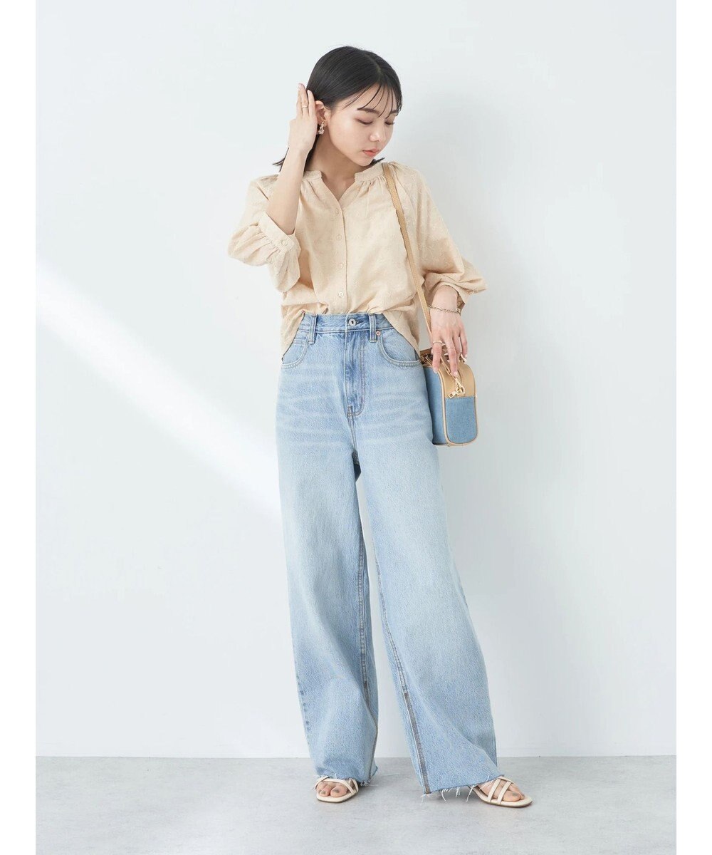 earth music&ecology 刺繍ギャザーブラウス 