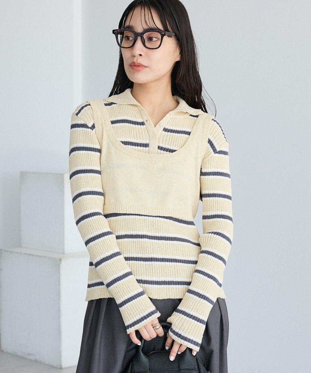 CRAFT STANDARD BOUTIQUE 2点セット/ベスト＋ハーフボタンリブニットトップ 
