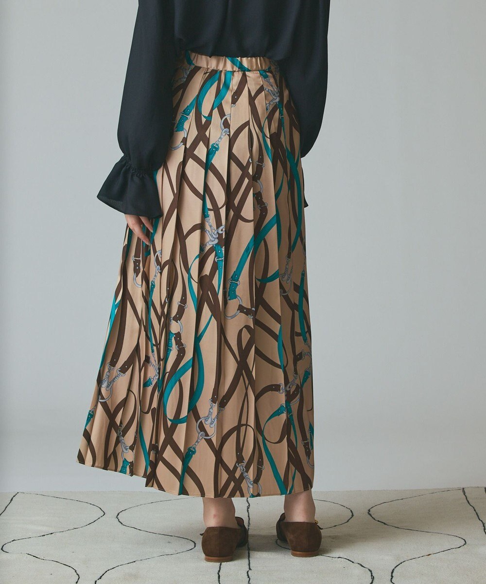 GRACE CONTINENTAL ベルトプリントアシメプリーツスカート 