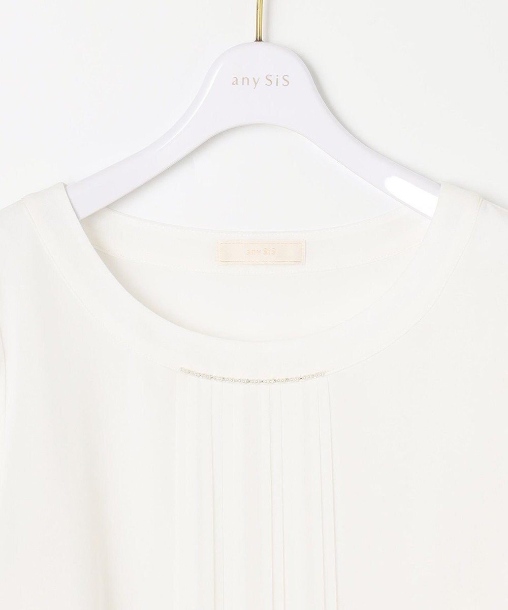 ANY SIS 【洗える】フロントプリーツシフォン ブラウス 