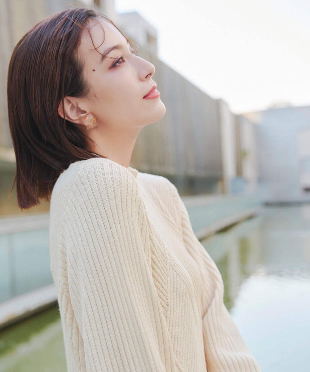 Tiaclasse L 【洗える】ダイヤ地柄ニットチュニック 