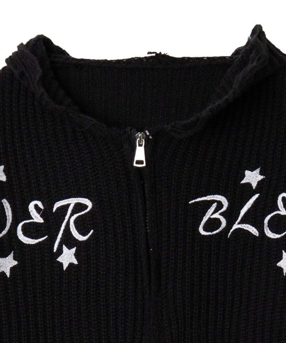 WEGO 刺繍ダメージニットWZIPパーカー 