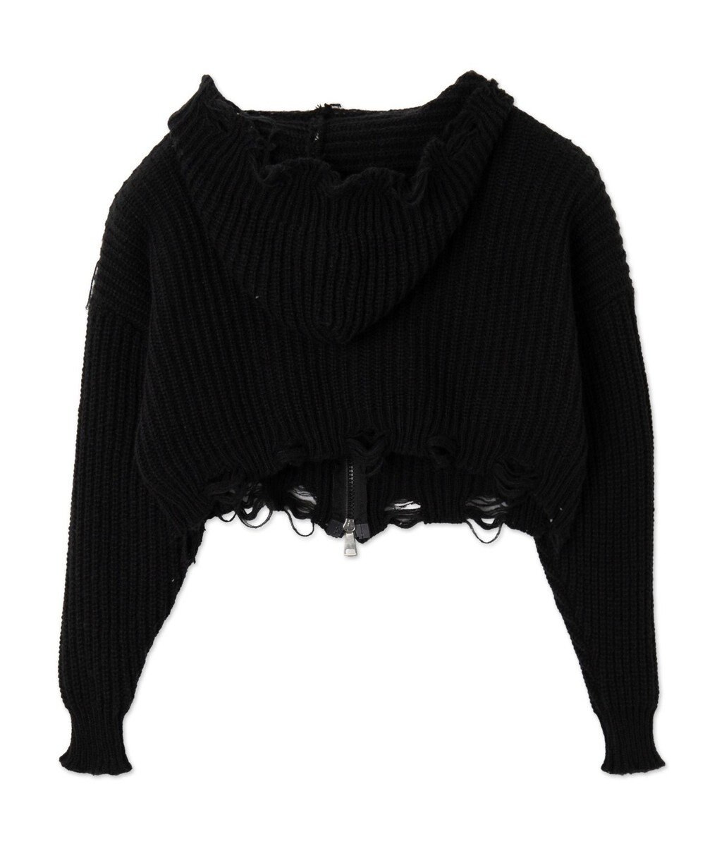 WEGO 刺繍ダメージニットWZIPパーカー 