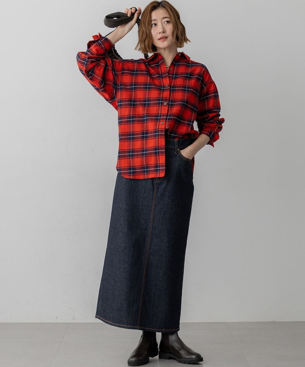 23区 L 【洗える】ブラッシュド ビエラチェック シャツ 