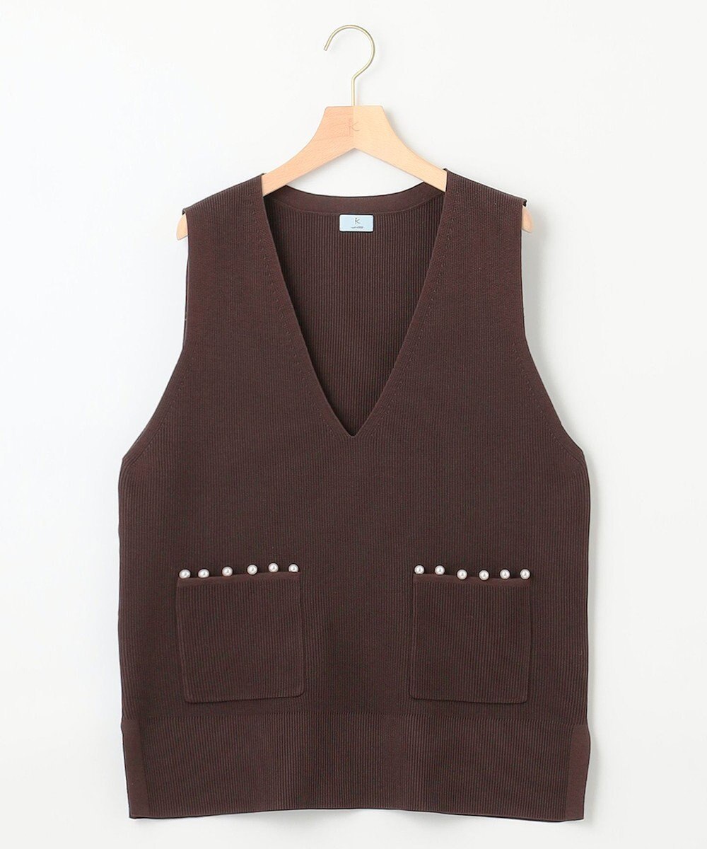 組曲 【洗える・軽量】パールディテールニット ベスト 