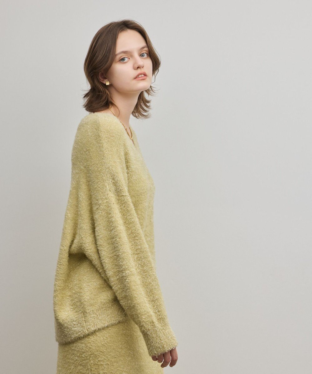 GRACE CONTINENTAL ラメフェザーニットトップ 