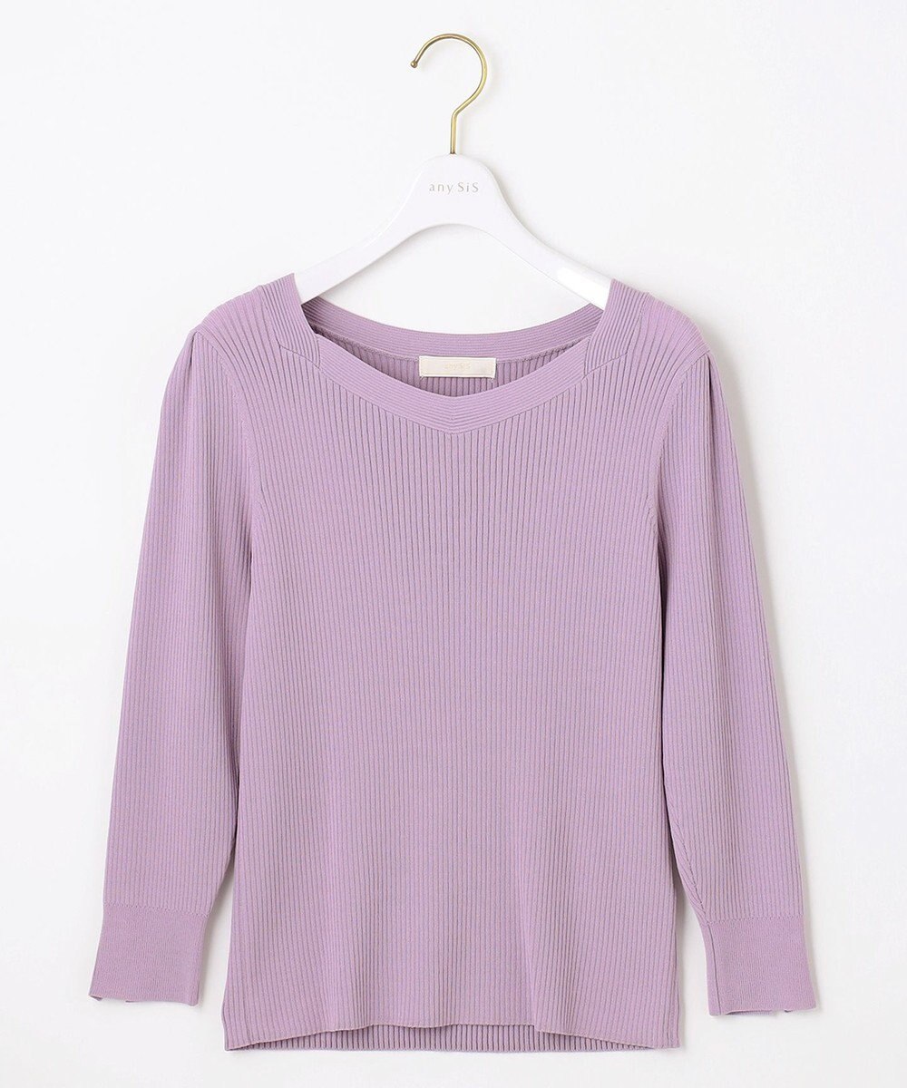 ANY SIS 【洗える】ネックポイントリブ ニット 