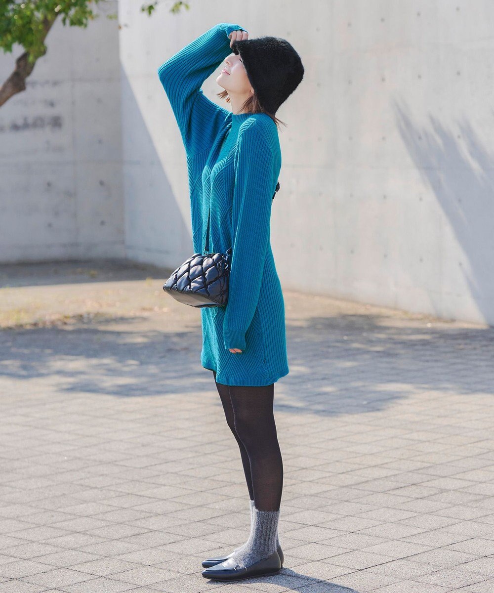 Tiaclasse L 【洗える】ダイヤ地柄ニットチュニック 