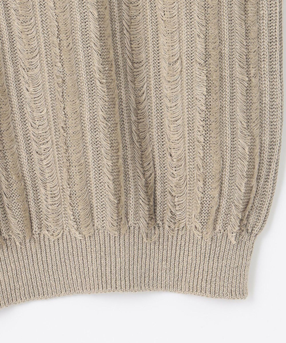 自由区 【XSサイズ～】リネンフリンジディテールフレンチスリーブ ニット 