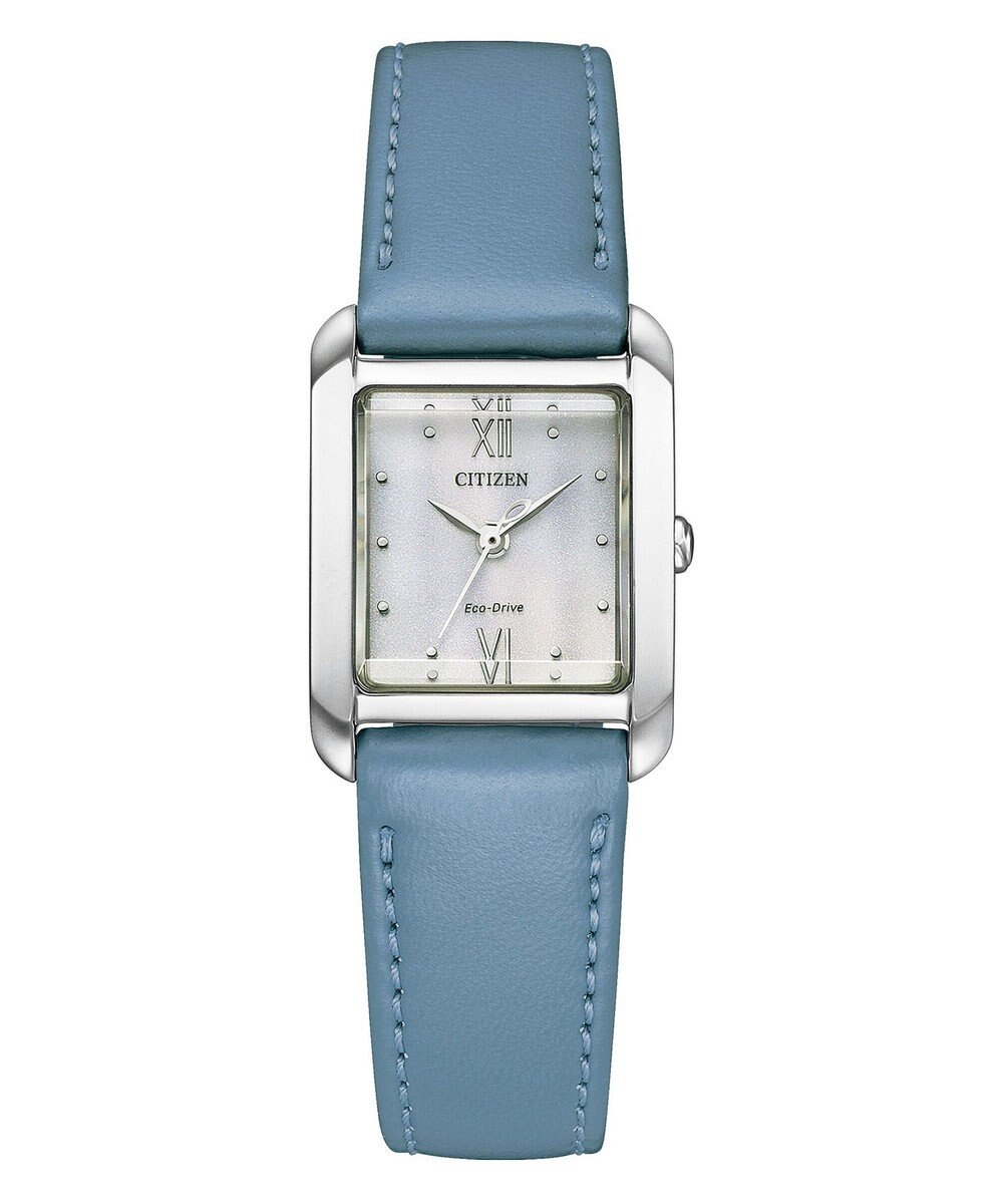 CITIZEN 【光発電エコ・ドライブ】ハンサムなスクエアケース 替えバンド付き シルバー ブルー 