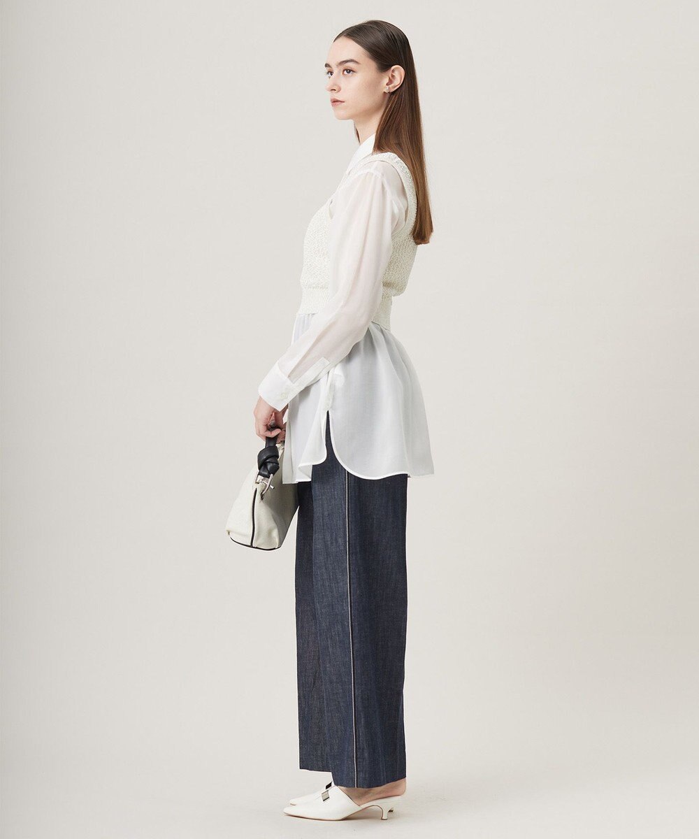 ICB L 【洗える】 シャインポリエステルクロッシェ ニットベスト 