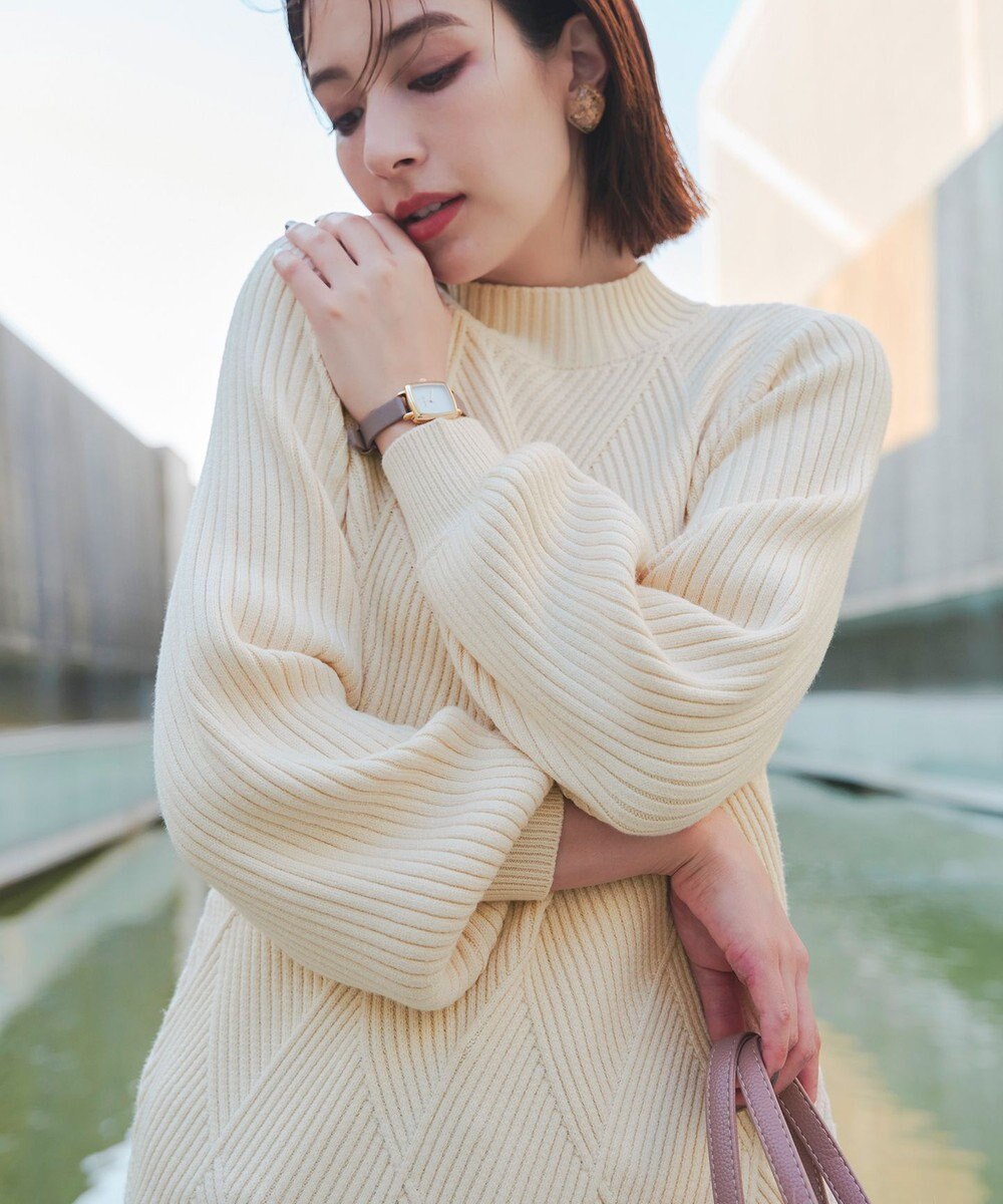 Tiaclasse L 【洗える】ダイヤ地柄ニットチュニック 