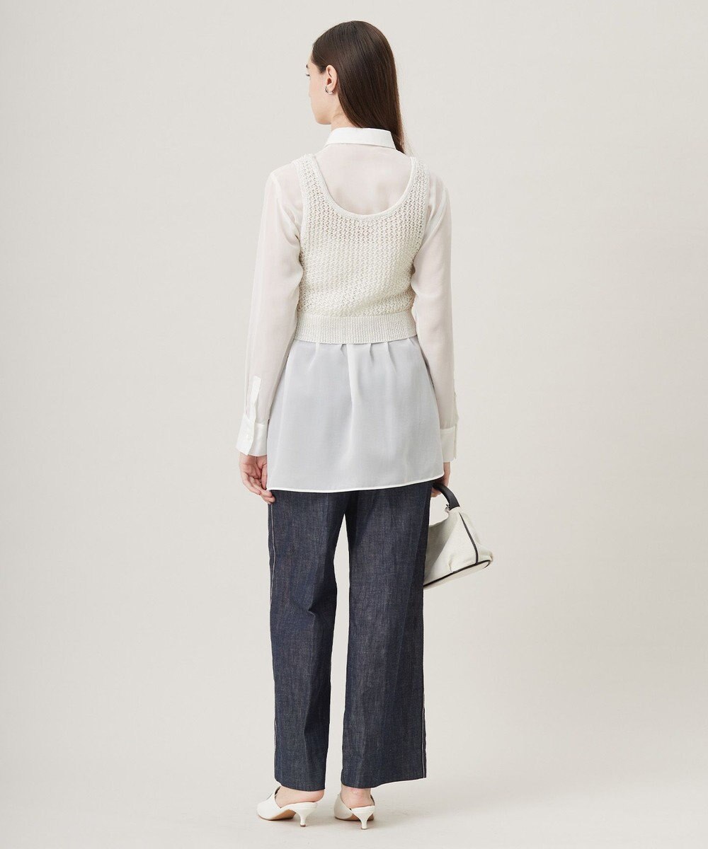 ICB L 【洗える】 シャインポリエステルクロッシェ ニットベスト 