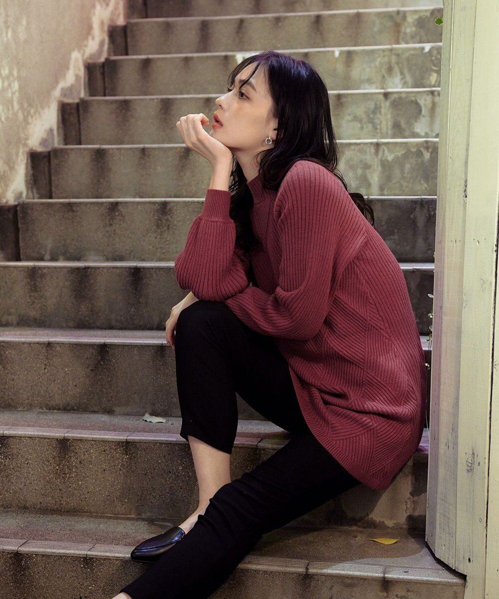 Tiaclasse L 【洗える】ダイヤ地柄ニットチュニック 