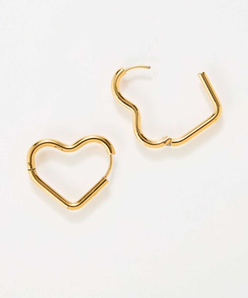 Phoebe 【金属アレルギー対応】グロウハートフープワンタッチピアス　ゴールド/ステンレス 