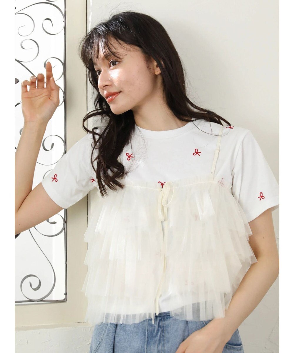 Green Parks ・Ｄｏｕｂｌｅ　Ｆｌａｇｓ　リボン刺繍ＴＥＥ 