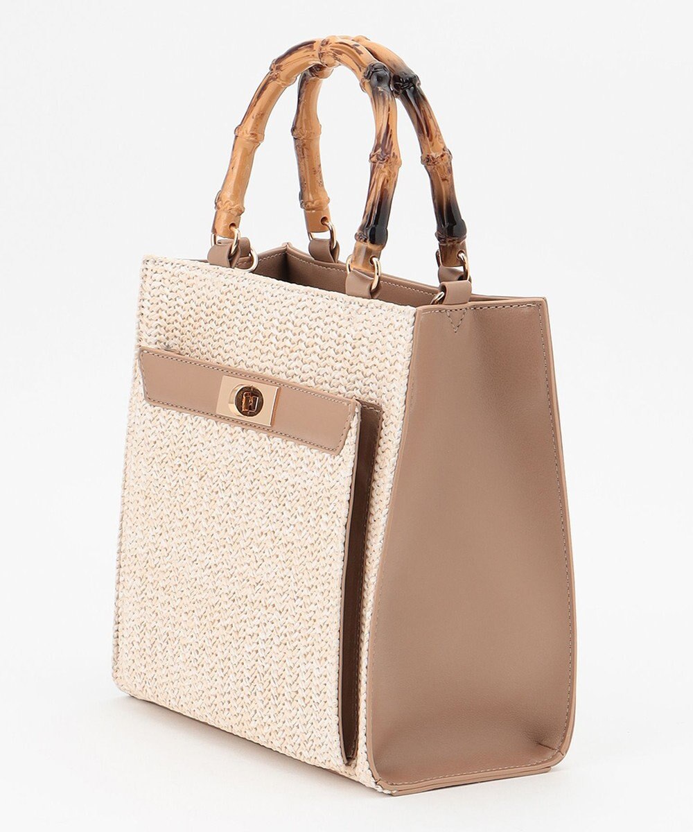 ANY SIS 【美人百花7月号掲載】2WAYバンブーライクハンドルミディ トートバッグ 