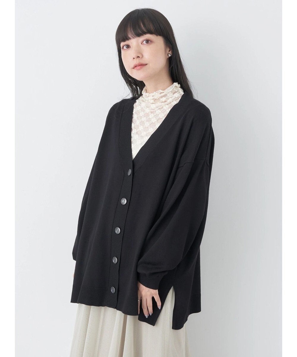 earth music&ecology サイドスリットルーズＶネックカーディガン 