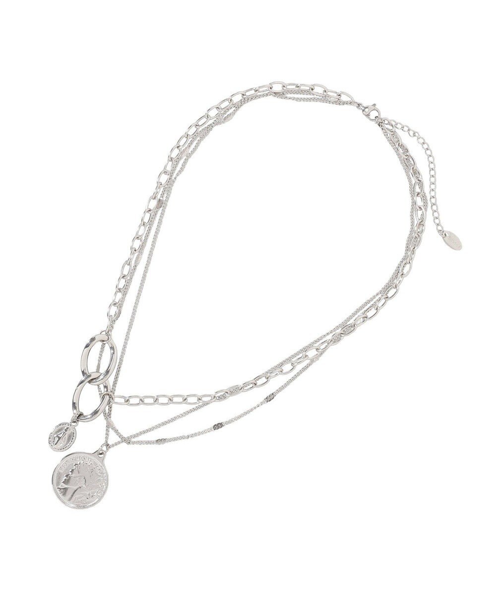 earth music&ecology 【ステンレス】コインモチーフ３連ネックレス 