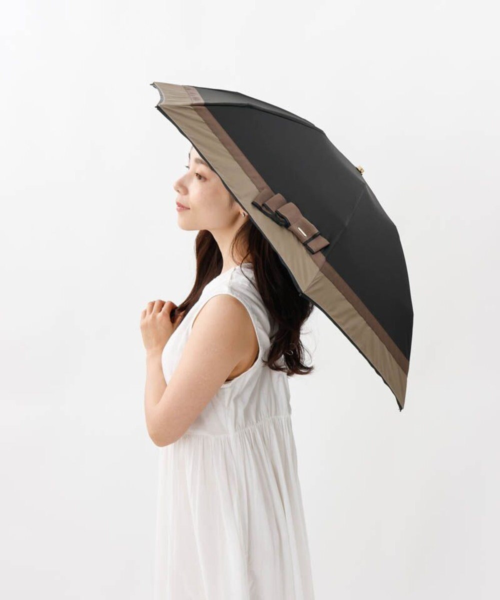 AURORA 【 Beaurance （ビューランス）】サマーシールド リボン/切り継ぎ加工晴雨兼用パラソル傘（折りたたみ傘） 