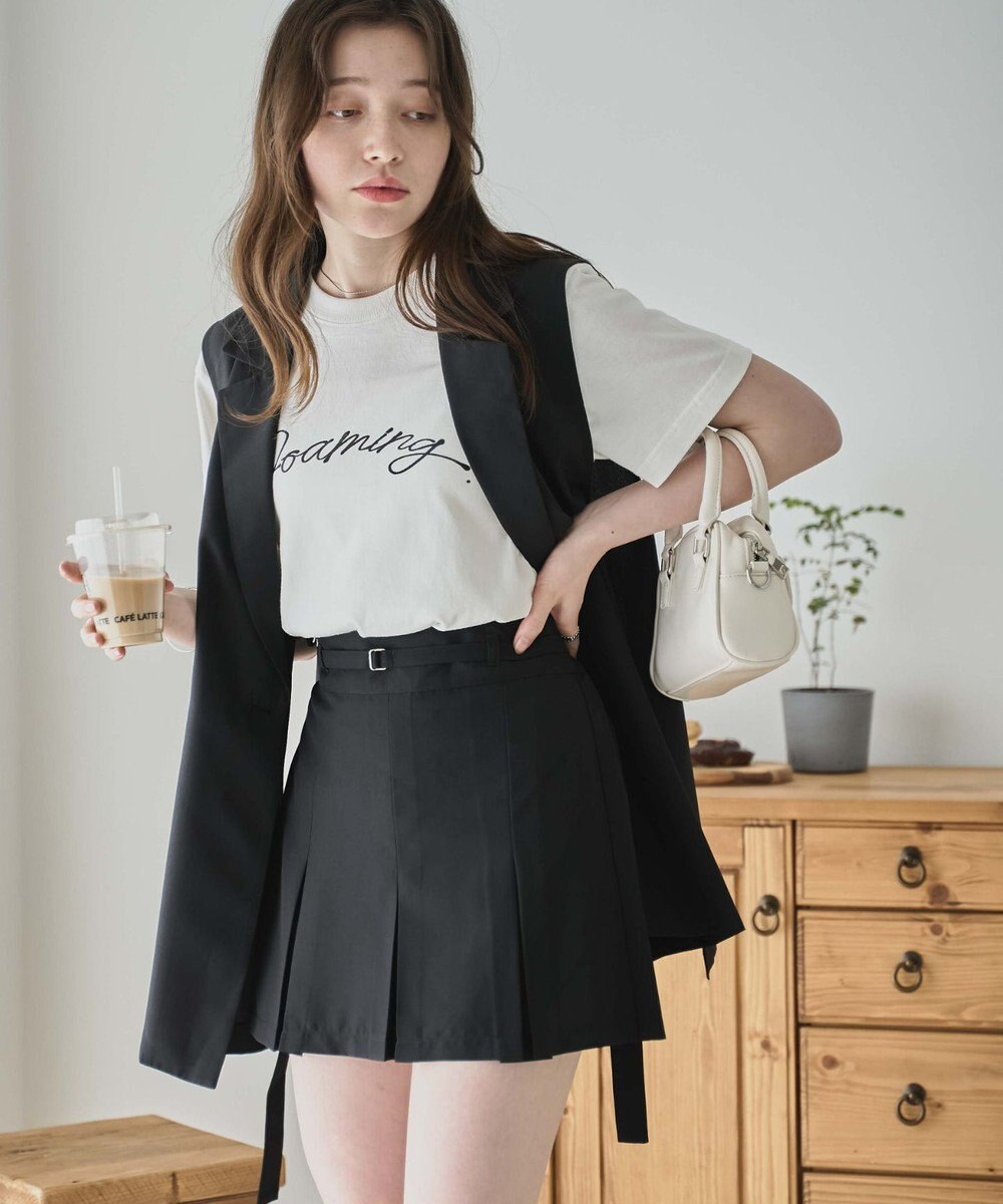 WEGO 【SETUP可】リネンライクプリーツミニスカパン 