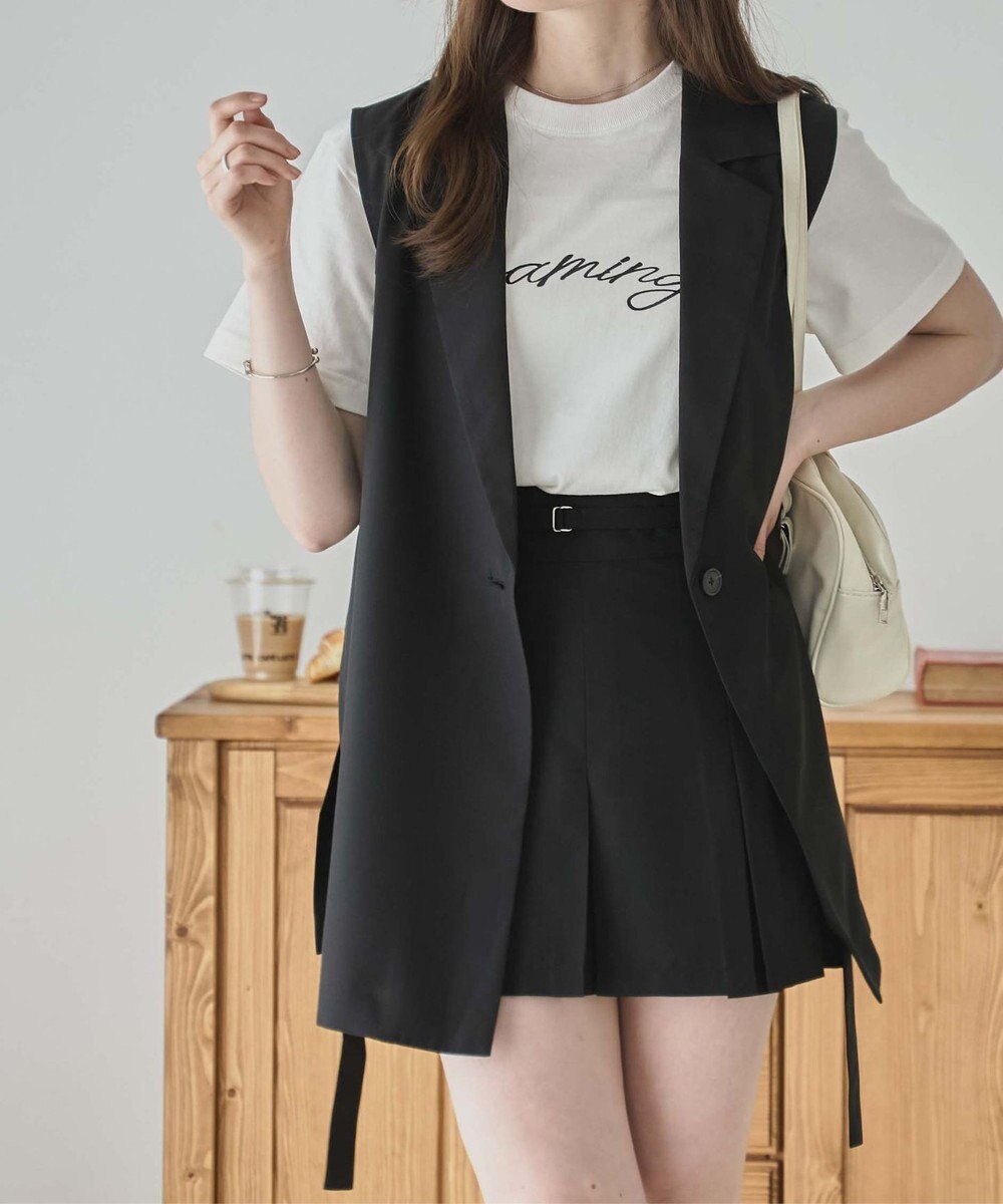 WEGO 【SETUP可】リネンライクプリーツミニスカパン 