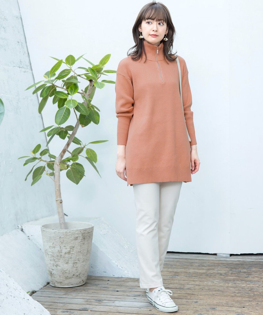 Tiaclasse 【洗える】ハーフジップニットチュニック 