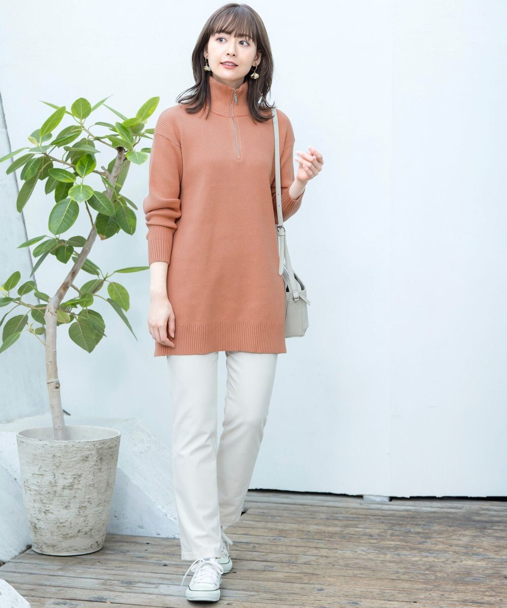 Tiaclasse 【洗える】ハーフジップニットチュニック 