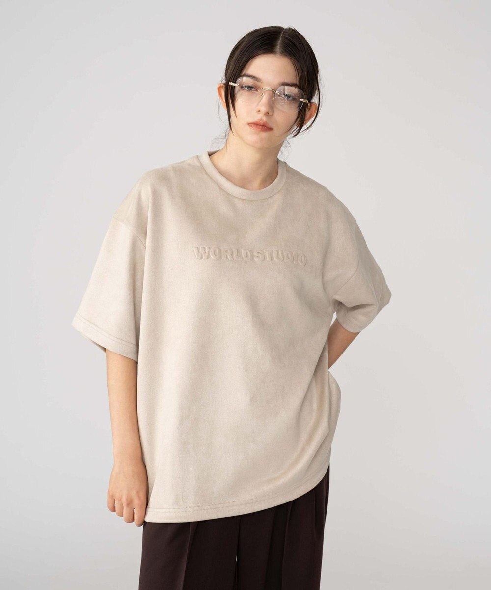 WEGO 【ユニセックス着用ITEM/MLサイズ展開】フェイクスウェードエンボスロゴT（SS） 